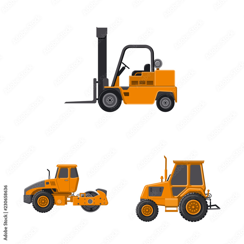 Isolated object of build and construction logo. Set of build and machinery vector icon for stock.