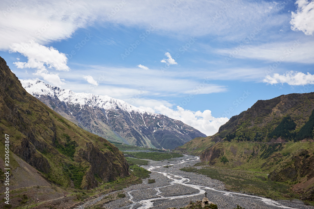 Landscape of a valley of a mountain valley, mountains background mountain river Landscape of a valley of a mountain valley, mountains background mountain river