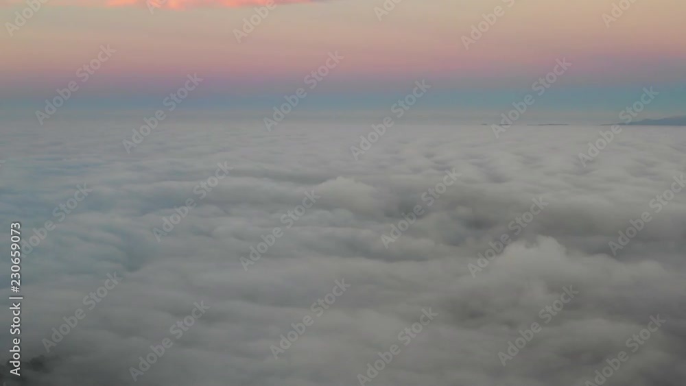 Aerial View of Colorful Dawn and Thick Marine Layer in Northern California Aerial View of Colorful Dawn and Thick Marine Layer in Northern California