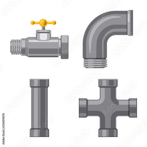 Vector illustration of pipe and tube symbol. Collection of pipe and pipeline stock symbol for web.