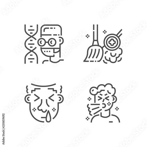 Simple set of allergy icons. Premium medicine symbol collection. Vector illustration. Line allergic pictogram pack.