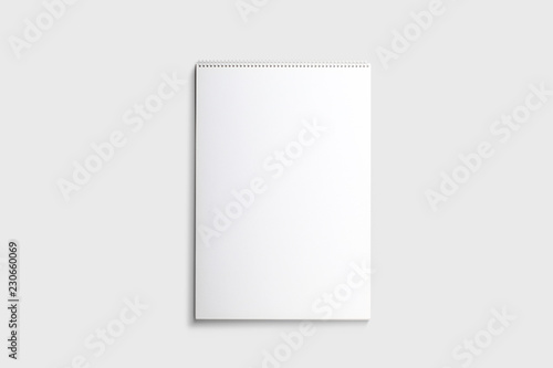 White sketch book Mock-up isolated on soft gray background .Sketch book blank page. 3d rendering. © sabir