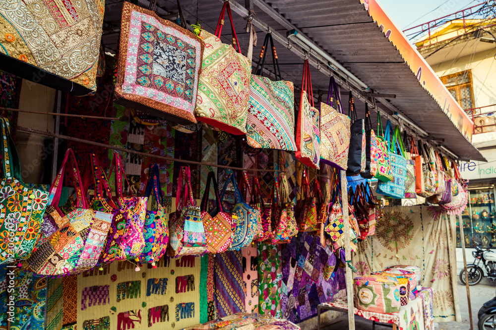 Fototapeta premium Bag Shop in Rishikesh city in India 