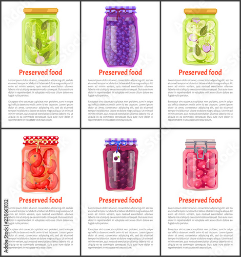 Preserved Food Pots Vegetables Vector Illustration