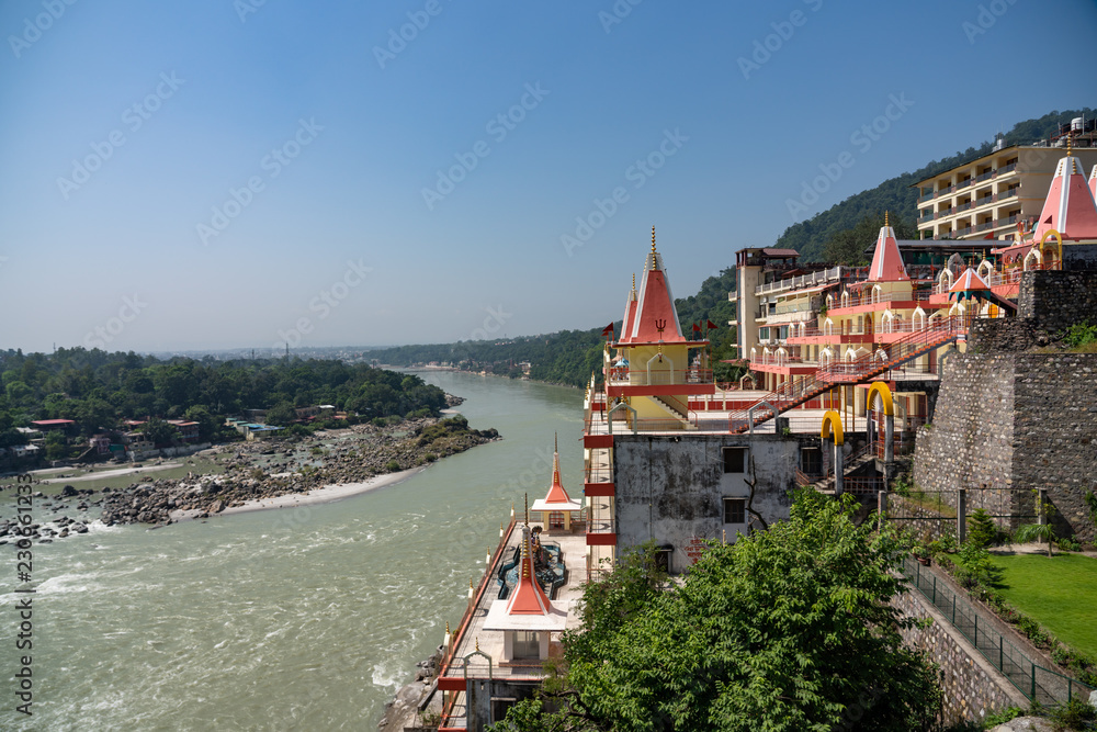 The city of Rishikesh in North India 