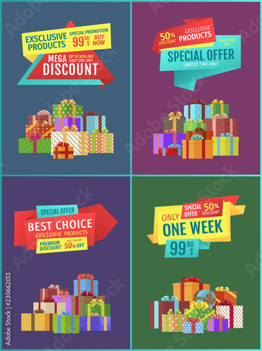 Exclusive Product Discount Set Vector Illustration