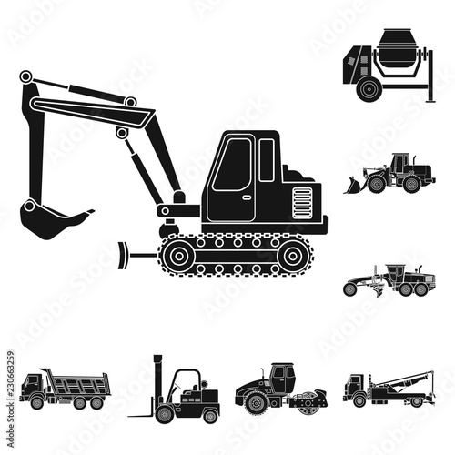 Isolated object of build and construction sign. Set of build and machinery stock vector illustration.