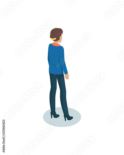 Businesswomen in Uniform Pictoral Isometric Icon