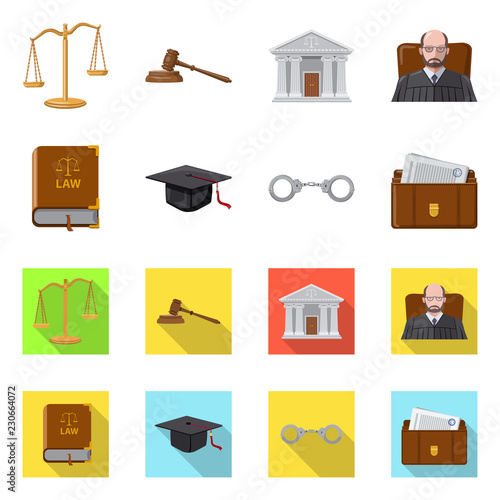 Vector illustration of law and lawyer icon. Set of law and justice stock vector illustration.