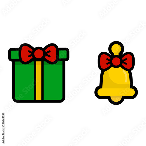 christmas gift and christmas bell vector image