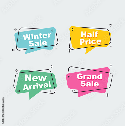 Sale, Special discount. Simple modern design ribbon, Popup, Labels, Emblems, Tags. Flat origami design Vector