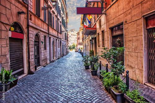 Photography Old Italian Street Via di S. Martino Ai Monti in Rome downtown