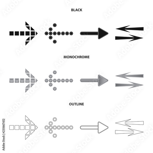 Isolated object of element and arrow symbol. Set of element and direction vector icon for stock.