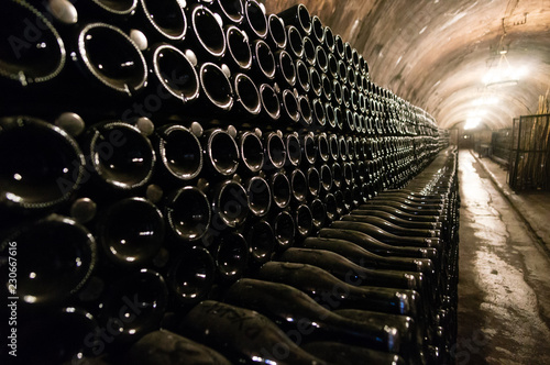 Store bottles in the basement at the champagne factory