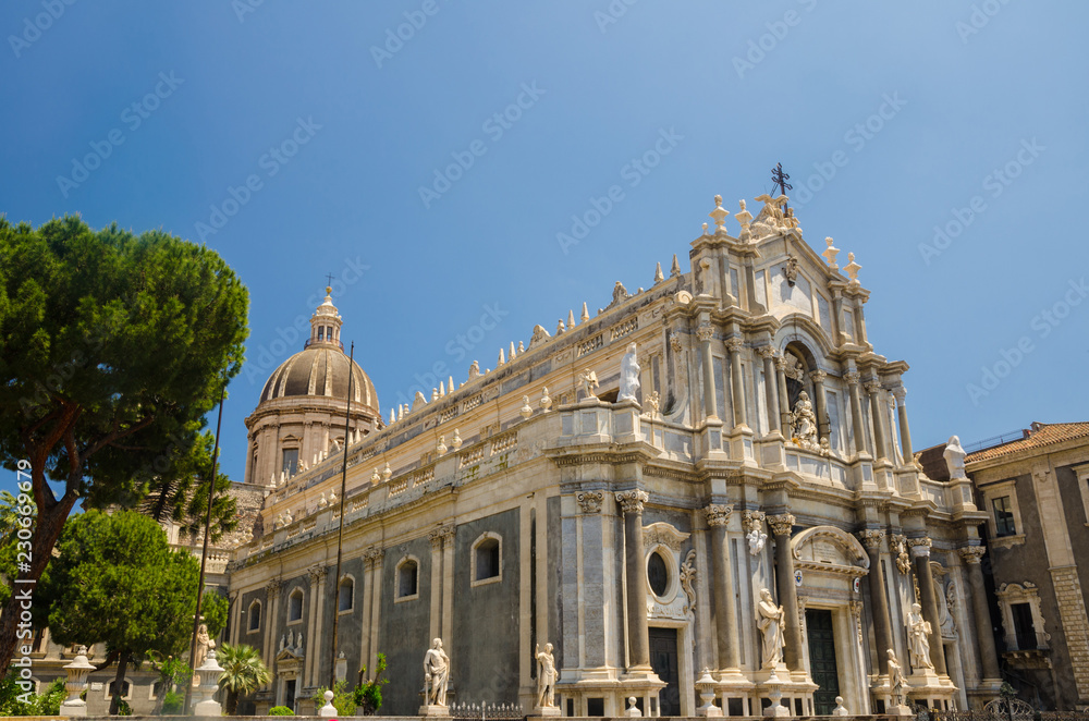 Piazza Duomo square, Cathedral of Santa Agatha, Catania, Sicily, Italy