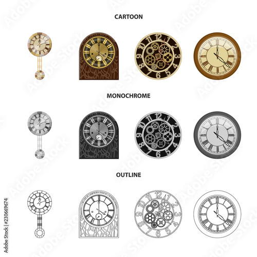 Vector design of clock and time sign. Collection of clock and circle vector icon for stock.