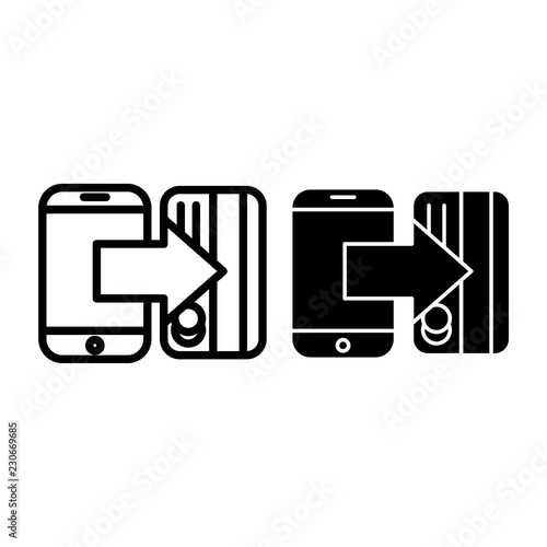 Transfer line and glyph icon. Pay vector illustration isolated on white. Payment outline style design, designed for web and app. Eps 10.