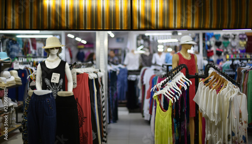 fashion store at night in blur background