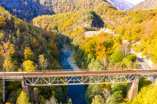 Jiului Valley Canyon panorama Hunedoara Transylvania Romania aerial view photo