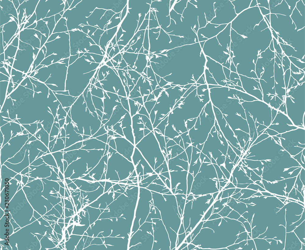 vector Seamless pattern of white winter branches
