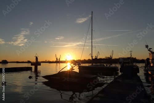 sunset in harbour