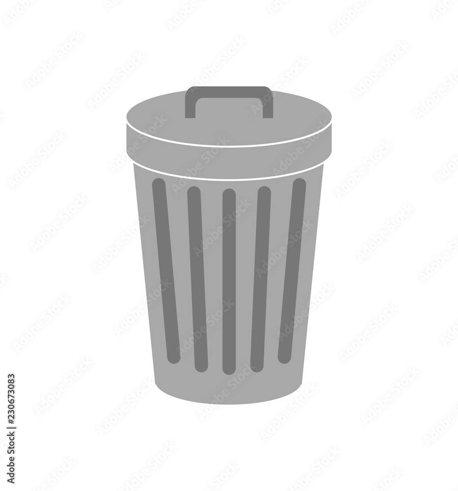 Dustbin with lid. Isolated on white background. Vector illustration. Dustbin with lid. Isolated on white background. Vector illustration.
