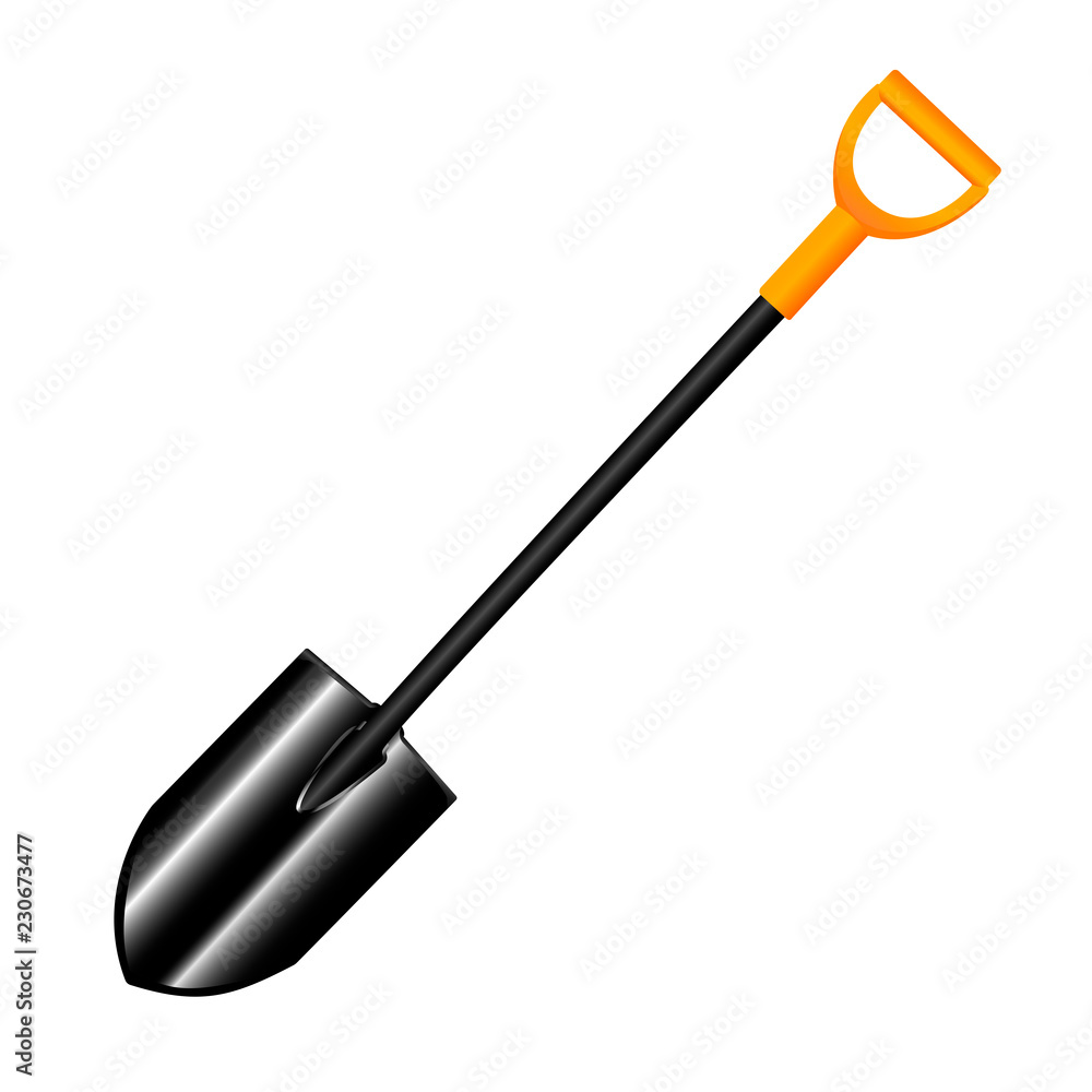 Shovel with handle. Quality 3d illustration mockup. Garden spade tool isolated on background. Shovel with handle. Quality 3d illustration mockup. Garden spade tool isolated on background.