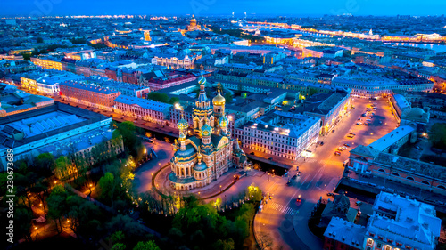 Saint Petersburg. Church of the Savior on Blood. Museums of Russia. Panorama of St. Petersburg. Evening. Evening in Petersburg. Panorama of St. Petersburg from a height. © Grispb