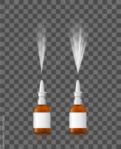 Realistic Detailed 3d Spray Nasal Set on a Transparent Background. Vector