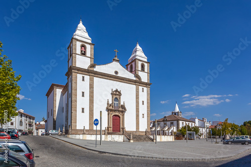 Igreja de Santa Maria da Devesa Church, the mother church of Castelo de Vide and Dom Pedro V square, Alto Alentejo, Portugal
