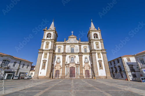 Portalegre Cathedral or Se Catedral de Portalegre and Town Hall Square. Mannerist style. Portalegre, Alto Alentejo, Portugal