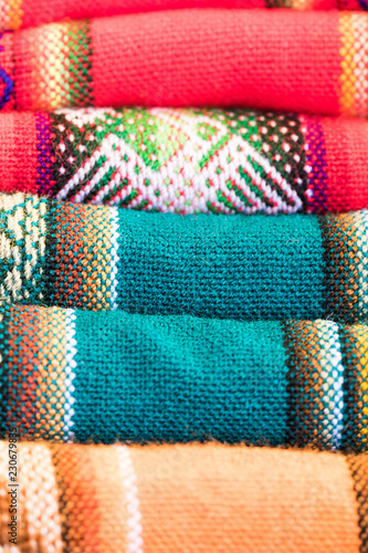 detail of handmade colorful fabric