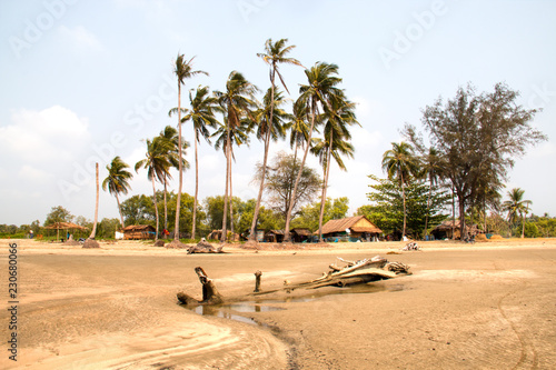 Coastal view with houses near the town Ngwe Saung in Myanmar
 photo