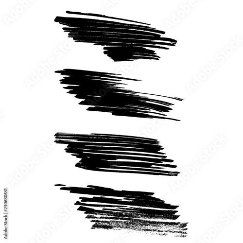 Vector set of grunge brush strokes. Black vector brush strokes collection. Black paint spots vector set