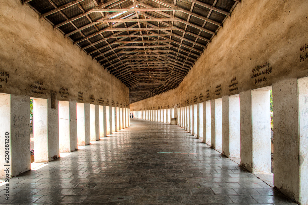 Hallway of a temple in Bagan, a historical site in Myanmar
