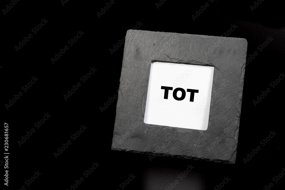 Picture frame with german "tot" lettering means dead inside isolated on  black background Stock Photo | Adobe Stock
