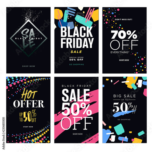 Black Friday sale. Vector illustration concepts of online shopping website and mobile website banners, posters, newsletter designs, ads, coupons, social media banners, marketing material.