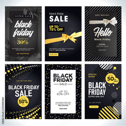 Black Friday sale. Vector illustration concepts of online shopping website and mobile website banners, posters, newsletter designs, ads, coupons, social media banners, marketing material.