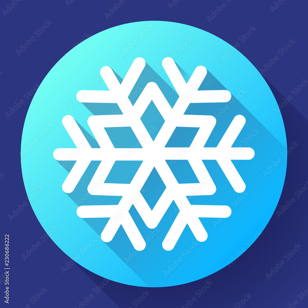Single snowflake icon, flat snow icon flat style Single snowflake icon, flat snow icon flat style
