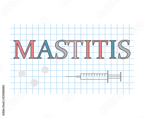Mastitis word on checkered paper sheet- vector illustration