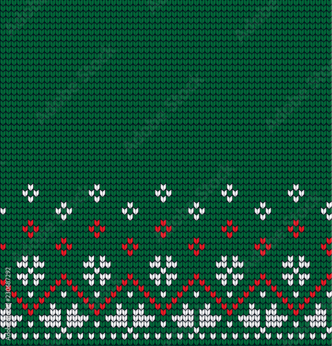 Knitted Christmas and New Year pattern Norwegian style , illustration