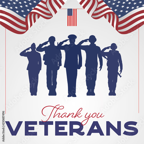 Stock vector veterans day honoring all who served hand lettering greeting card with social media post