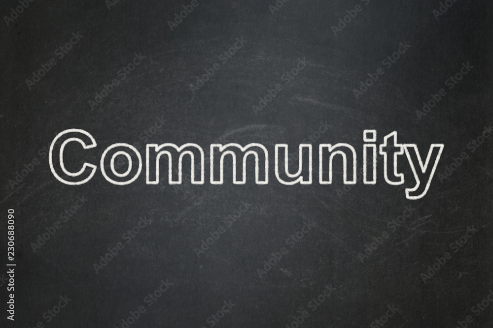 Social network concept: text Community on Black chalkboard background Social network concept: text Community on Black chalkboard background