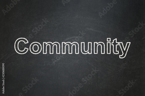 Social network concept: text Community on Black chalkboard background