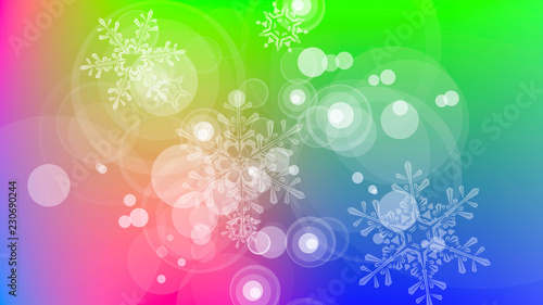 Snowflakes and festive lights - vector background with beautiful snowflakes that merrily shine and shimmer in color space