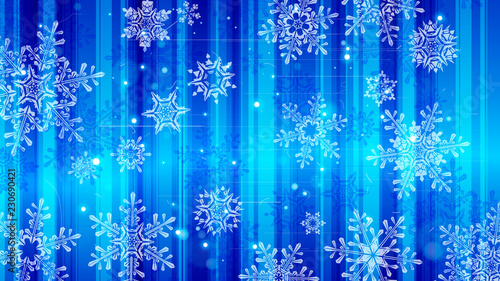 Snowflakes and festive lights - vector background with beautiful snowflakes that merrily shine and shimmer in color space