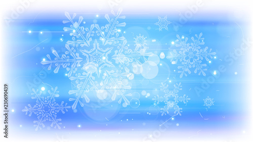 Snowflakes and festive lights - vector background with beautiful snowflakes that merrily shine and shimmer in color space