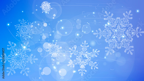 Snowflakes and festive lights - vector background with beautiful snowflakes that merrily shine and shimmer in color space