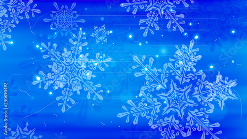 Snowflakes and festive lights - vector background with beautiful snowflakes that merrily shine and shimmer in color space