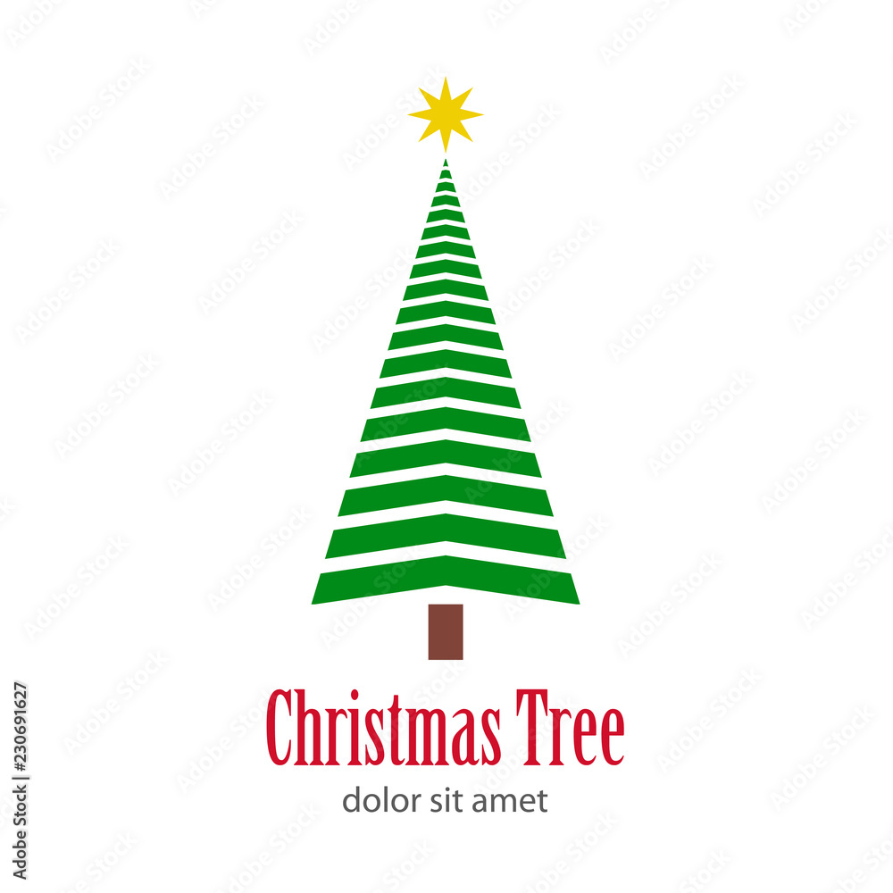 Logotipo Christmas Tree con arbol abstracto con lineas horizontales Logotipo Christmas Tree con arbol abstracto con lineas horizontales